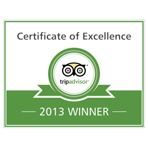 Trip Advisor Certificate of Excellence 2013 Winner Trip Advisor Certificate of Excellence 2013 Winner