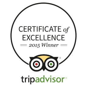 Trip Advisor Certificate of Excellence 2015 Winner